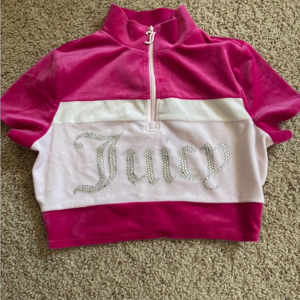 Juicy Couture Pink and White Zipup Top